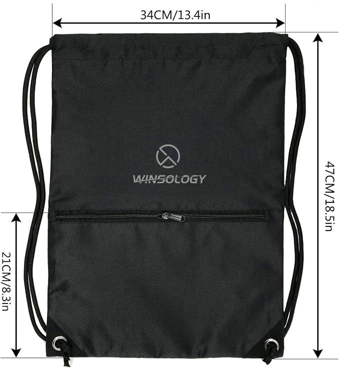 Drawstring backpack with zipper