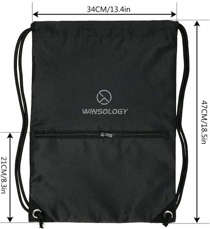 Drawstring backpack with zipper