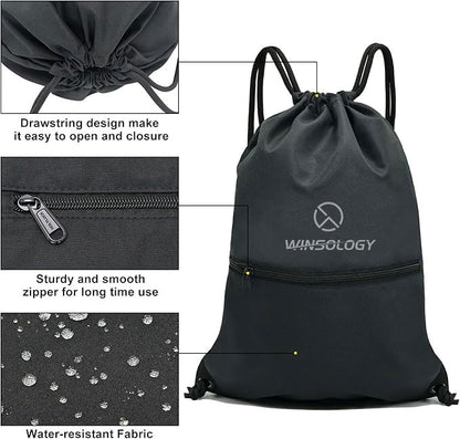 Drawstring backpack with zipper