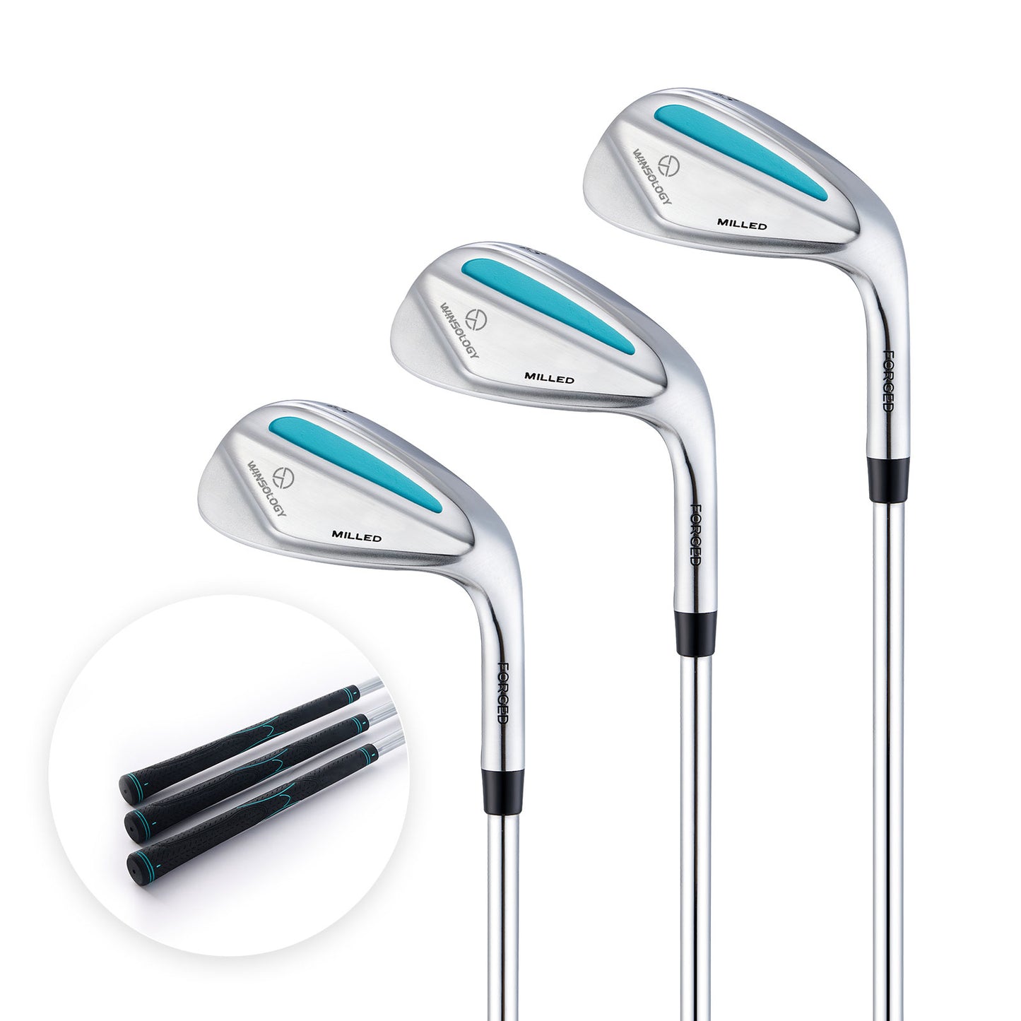 Golf Sand Wedges Set, 52/56/60 Degree -Silver/Turquoise